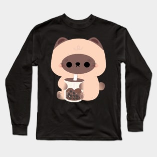 Cat Boba Tea Long Sleeve T-Shirt